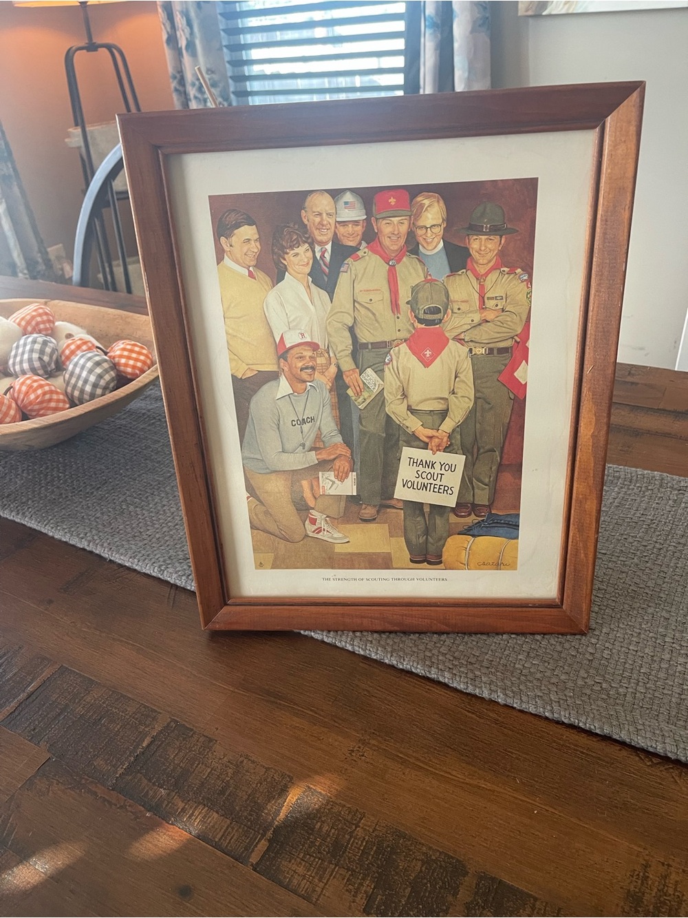 Brown Wood Picture Frame with Scout Volunteers Print